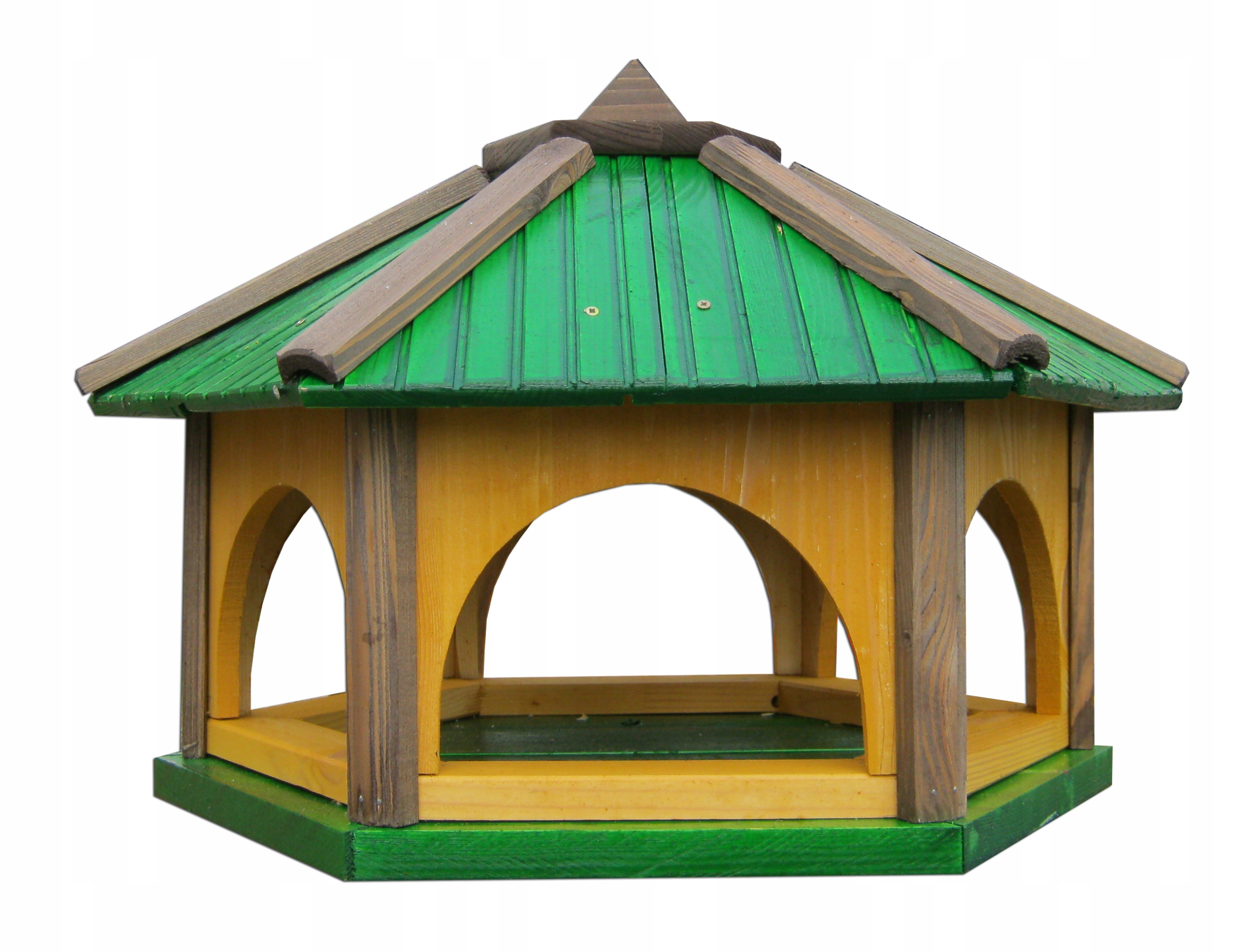 Velké krmítko pro ptáky ze dřeva, zelené, K60 XXL