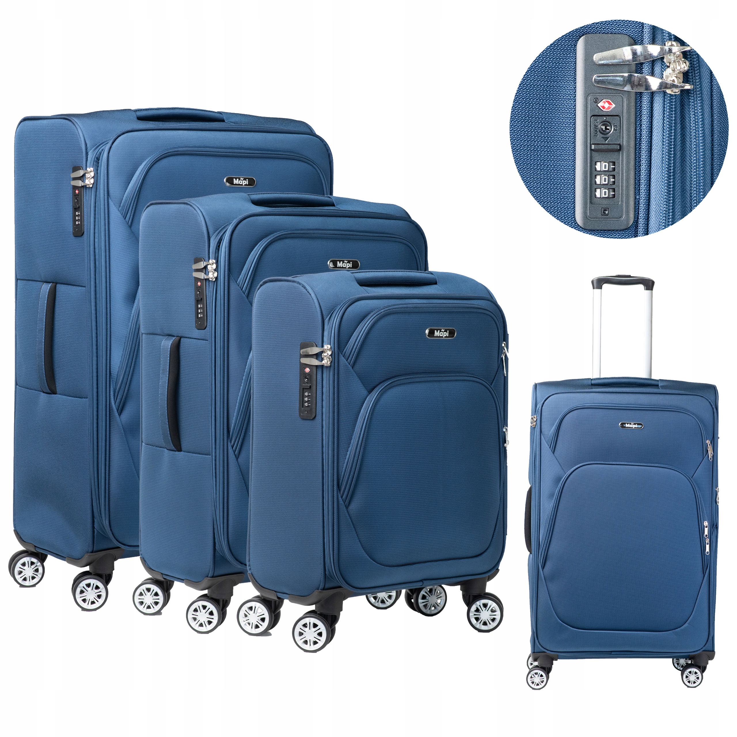 Mapi Kufr měkký set polyester 3v1 Kufry Oxford Blue 100 l