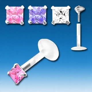 

Labret z bioflexu z kwadratową cyrkonią 10 mm