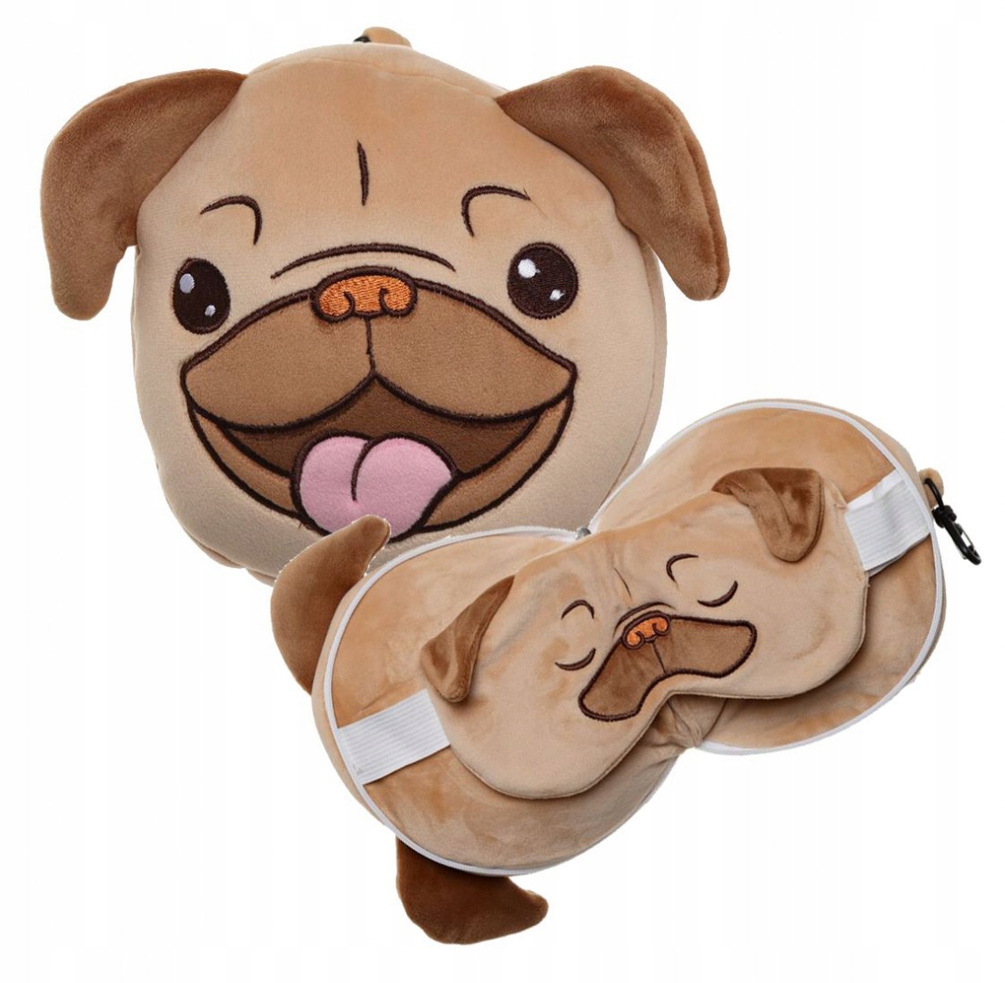 

Poduszka Mops Pies Maska Oczy Do Spania Podróżna