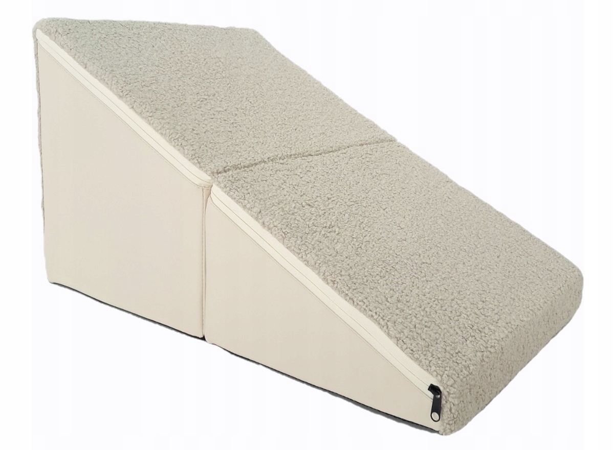 Schody podest dla psa kota 2w1 Pufa eco skóra krem+ baranek boucle capucino