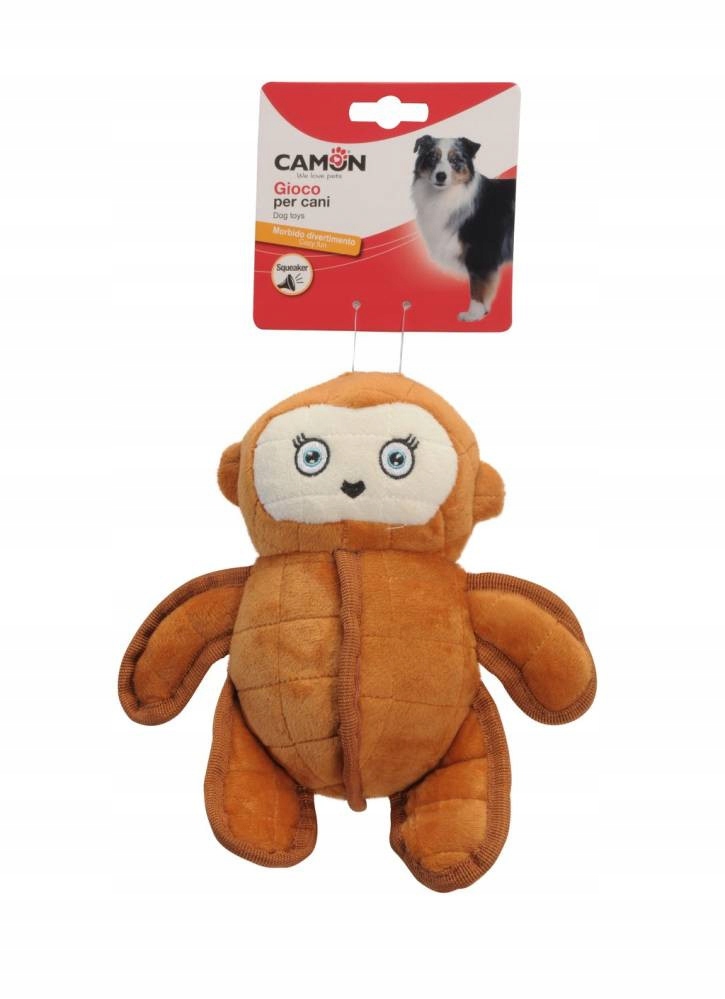 Levně Camon Hračka Plyšová Opice 27cm měkká hračka s pískátkem pro psa