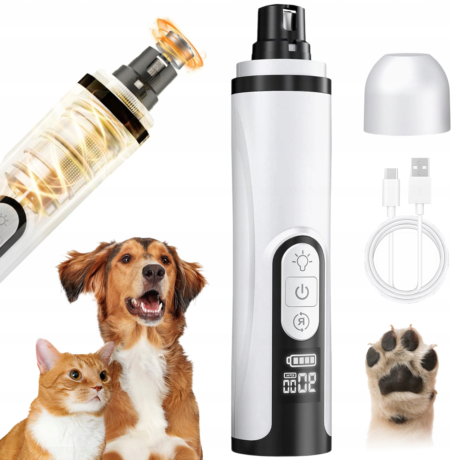 Levně Elektrická Bruska Na Drápky Pilník Pro Zvířata Psi Kočky 3 Rychlosti