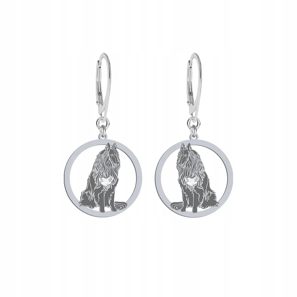 Stříbrné Náušnice 925 s belgickým ovčákem – Groenendael Dárek Gravírování