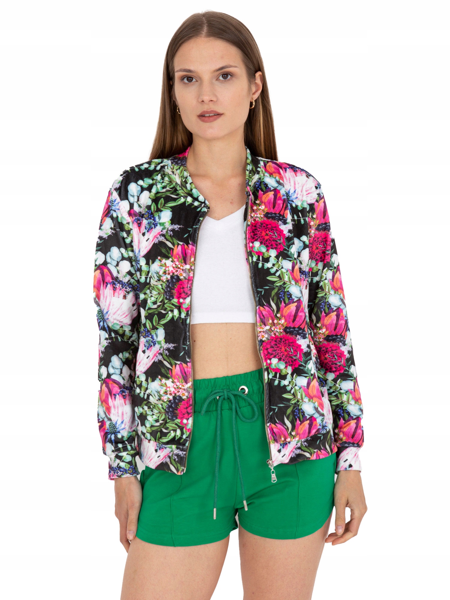 

Welurowa Bluza damska typu bomberka L/XL