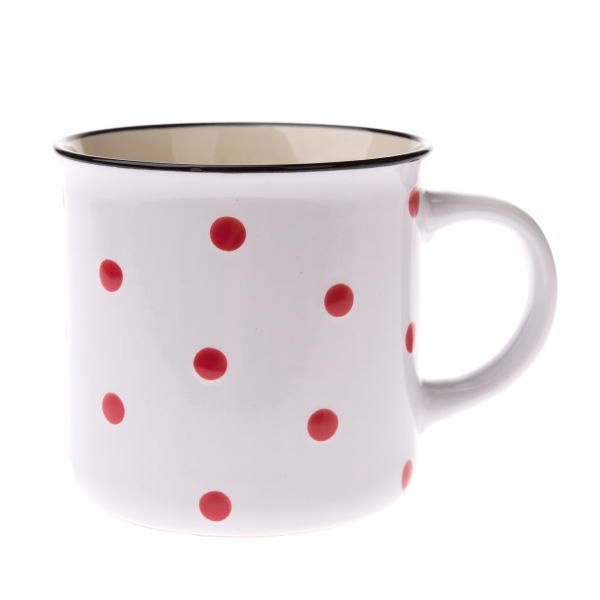 

Kubek ceramiczny do herbaty biały czerwone kropki
