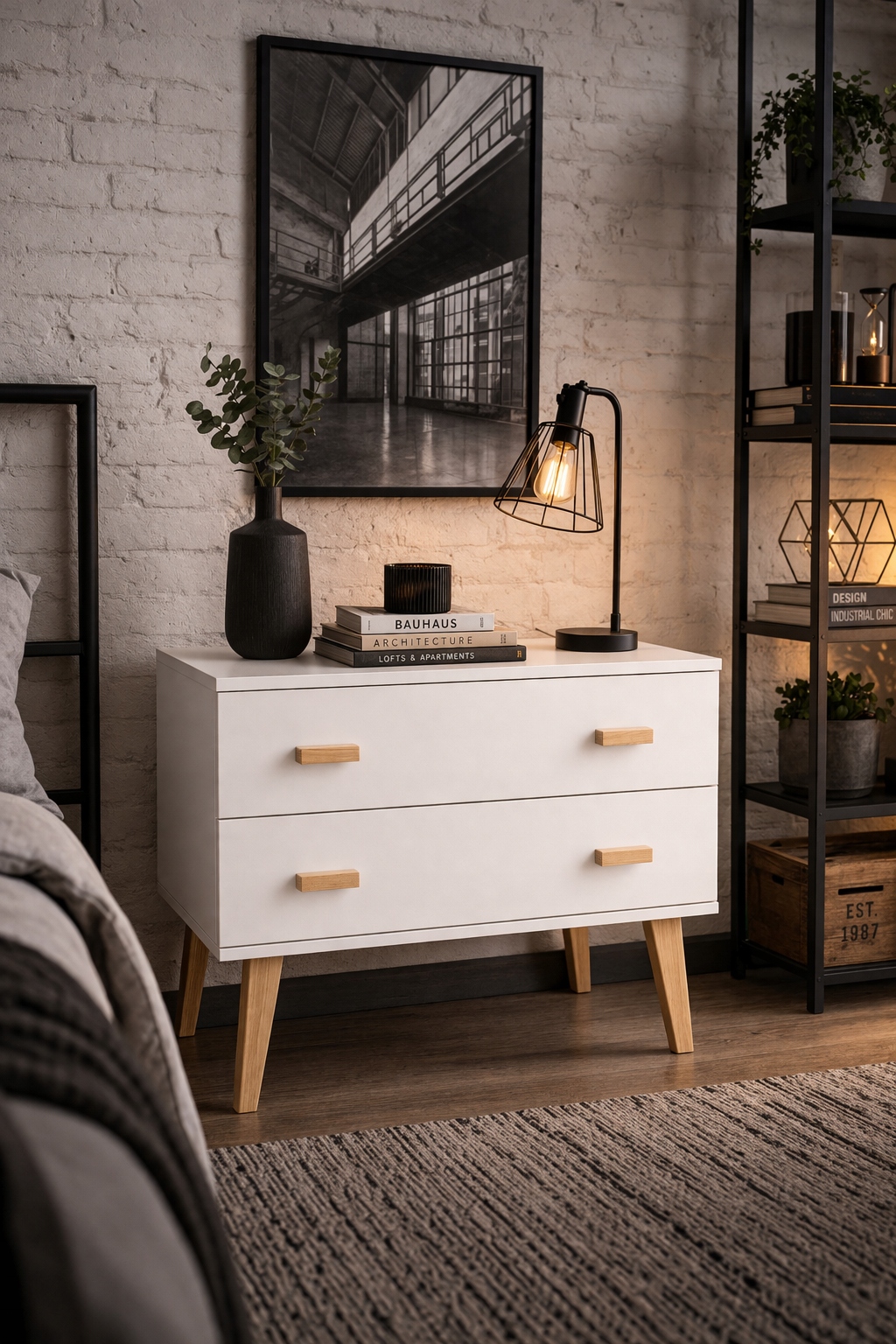 Dřevěná Borovicová Komoda 58X100 Bílý skandinávský styl Scandia K12S