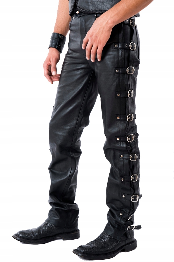 TSCHUL 420 - SPODNIE SKÓRA - METALOWE KLAMRY r. 34 Producent Tschul
