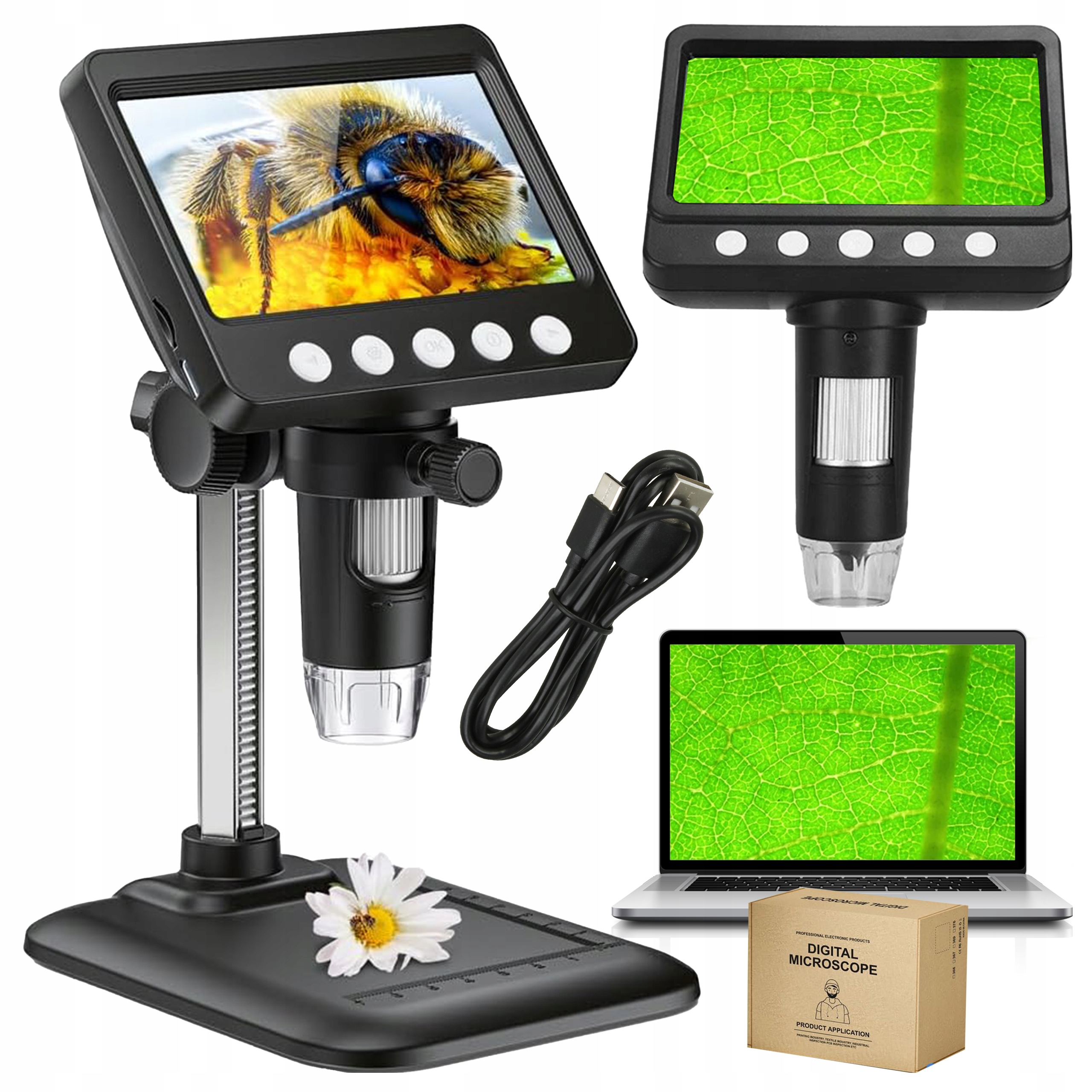 Přesný Digitální Mikroskop Zoom X1000 Přiblížení 1000p Pohled Pc menu Pl