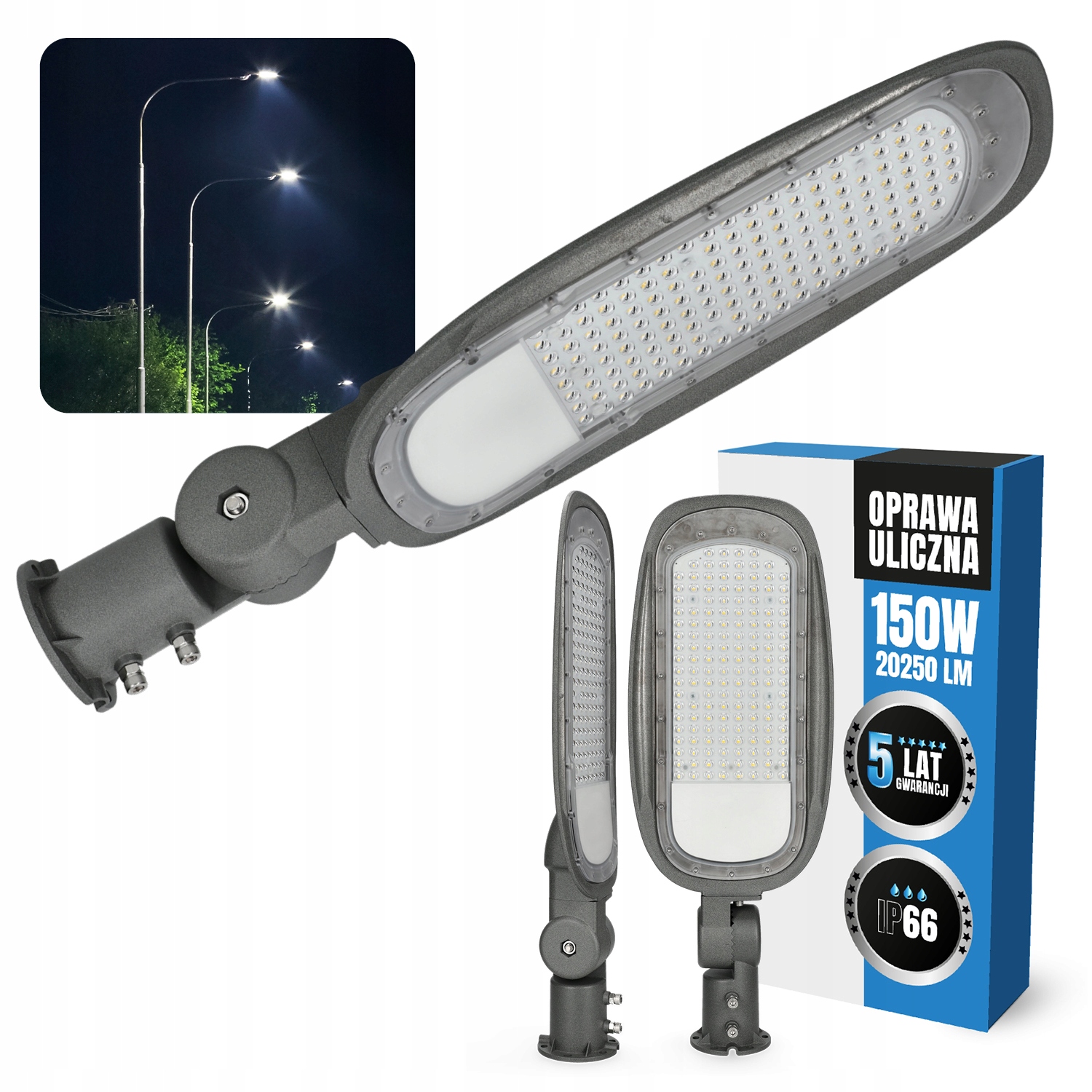 Pouličná lampa Led cestná lampa 150W Mocná na osvetlenie ciest