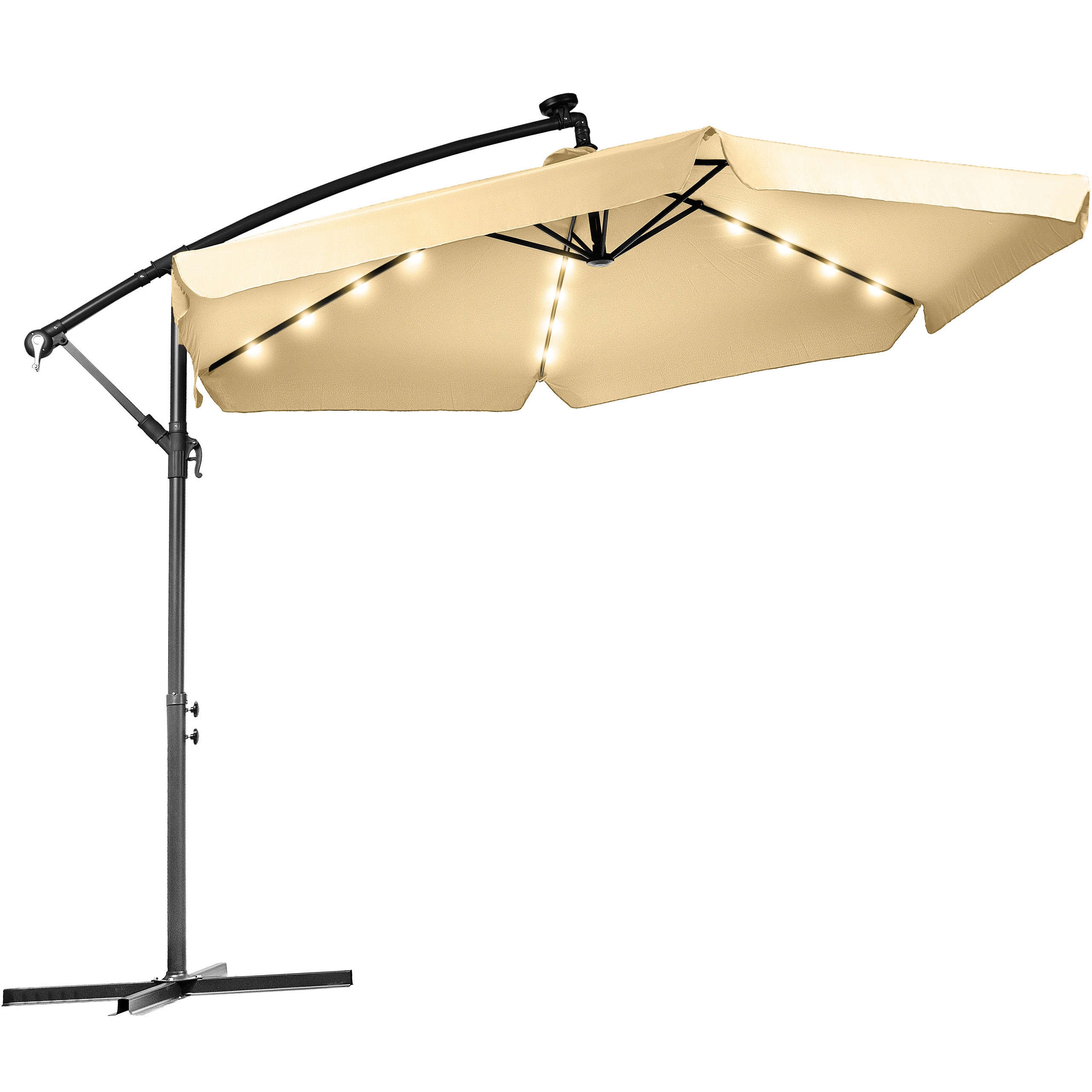 Zahradní Slunečník Velký 3 M Skládací Regulace S Boční Nohou UV50 Led Luverno