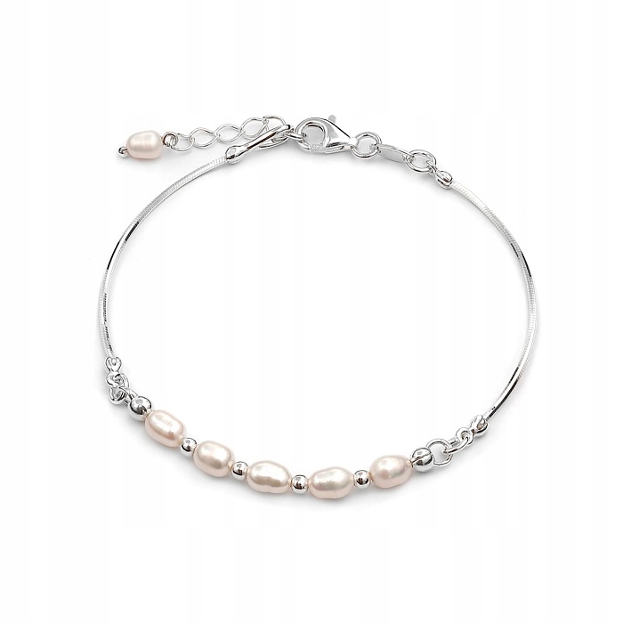 Stříbrný Náramek S Perlami