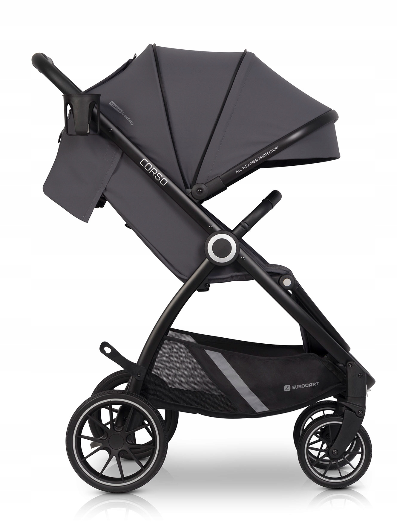 LEKKI WÓZEK SPACEROWY CORSO DO 26,5KG + DODATKI Kolor czarny