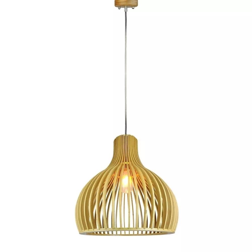 V-tac Závěsná lampa E27 dřevěná kuželová fi450 VT-4453