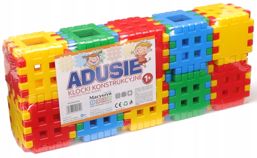DUŻE KONSTRUKCYJNE PLASTIKOWE KLOCKI WAFLE 60 el.