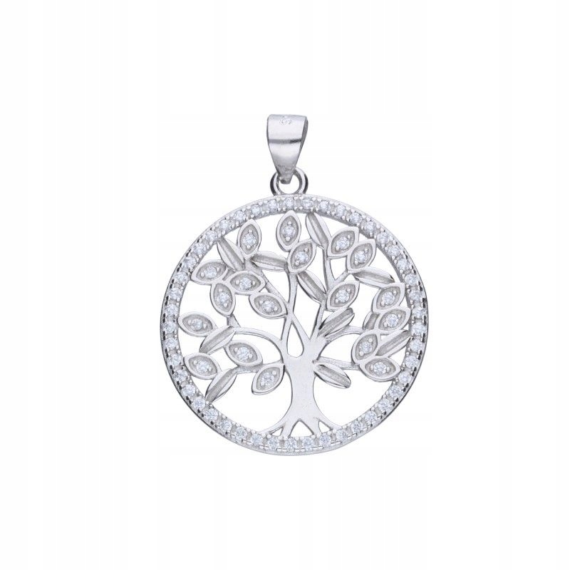 Dámský přívěsek Ažurový Stříbro Rhodiovaný 925 s zirkony 23 mm Strom života