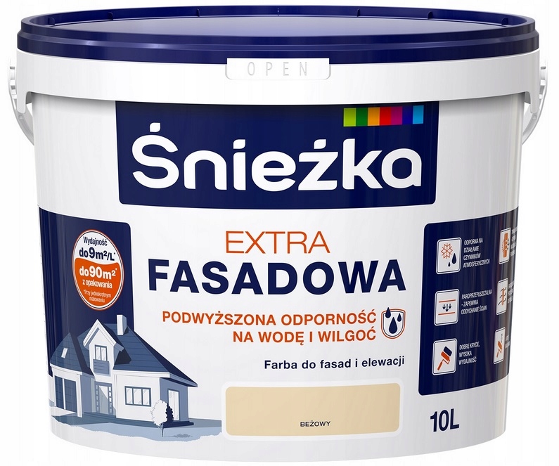 ŚNIEŻKA EXTRA FASADOWA FARBA ELEWACYJNA BEŻ 10L Rodzaj fasadowa