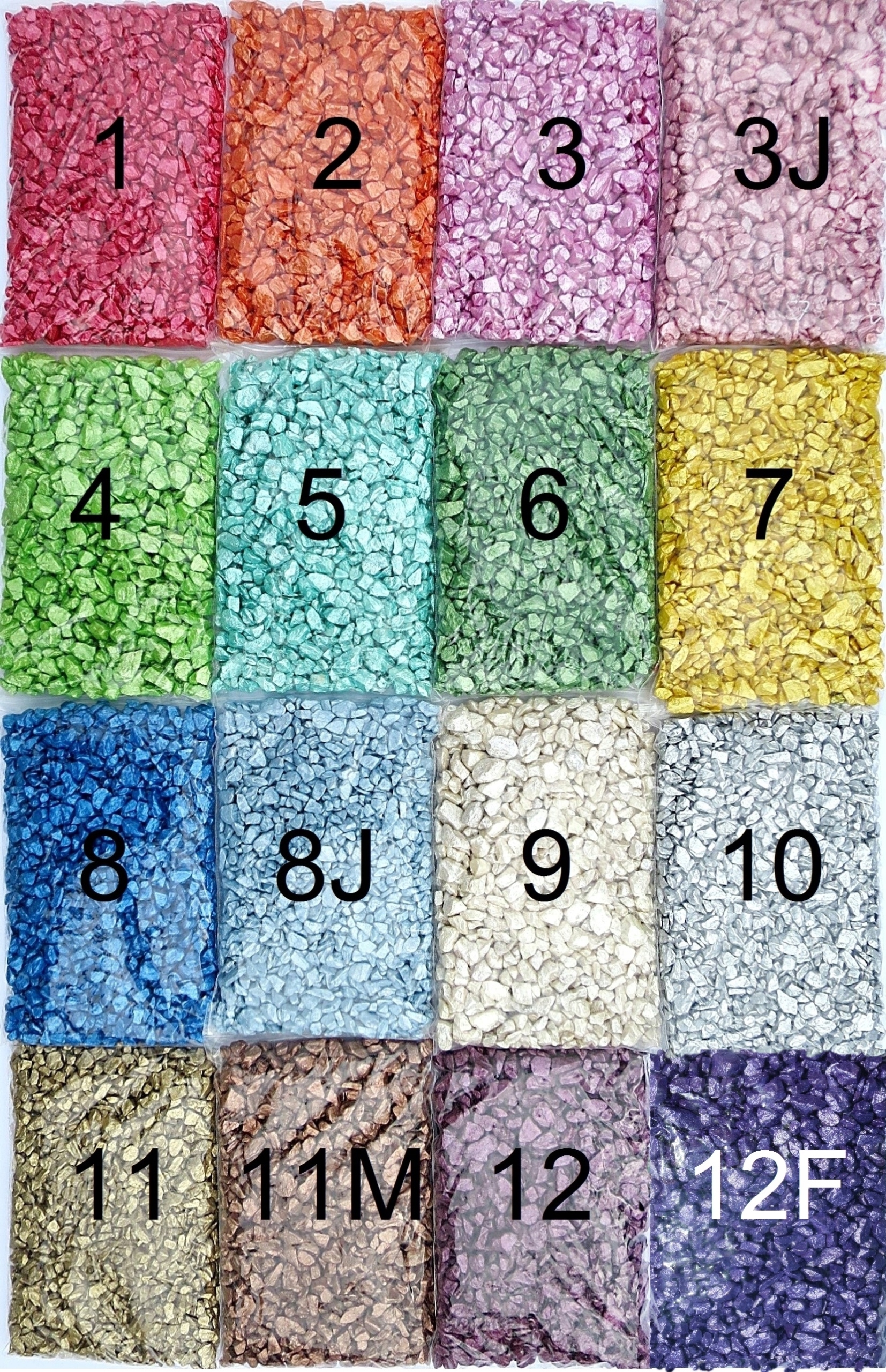 Kamínky dekor metalická perla ozdobný písek 5-8 mm každá barva je 20 kg