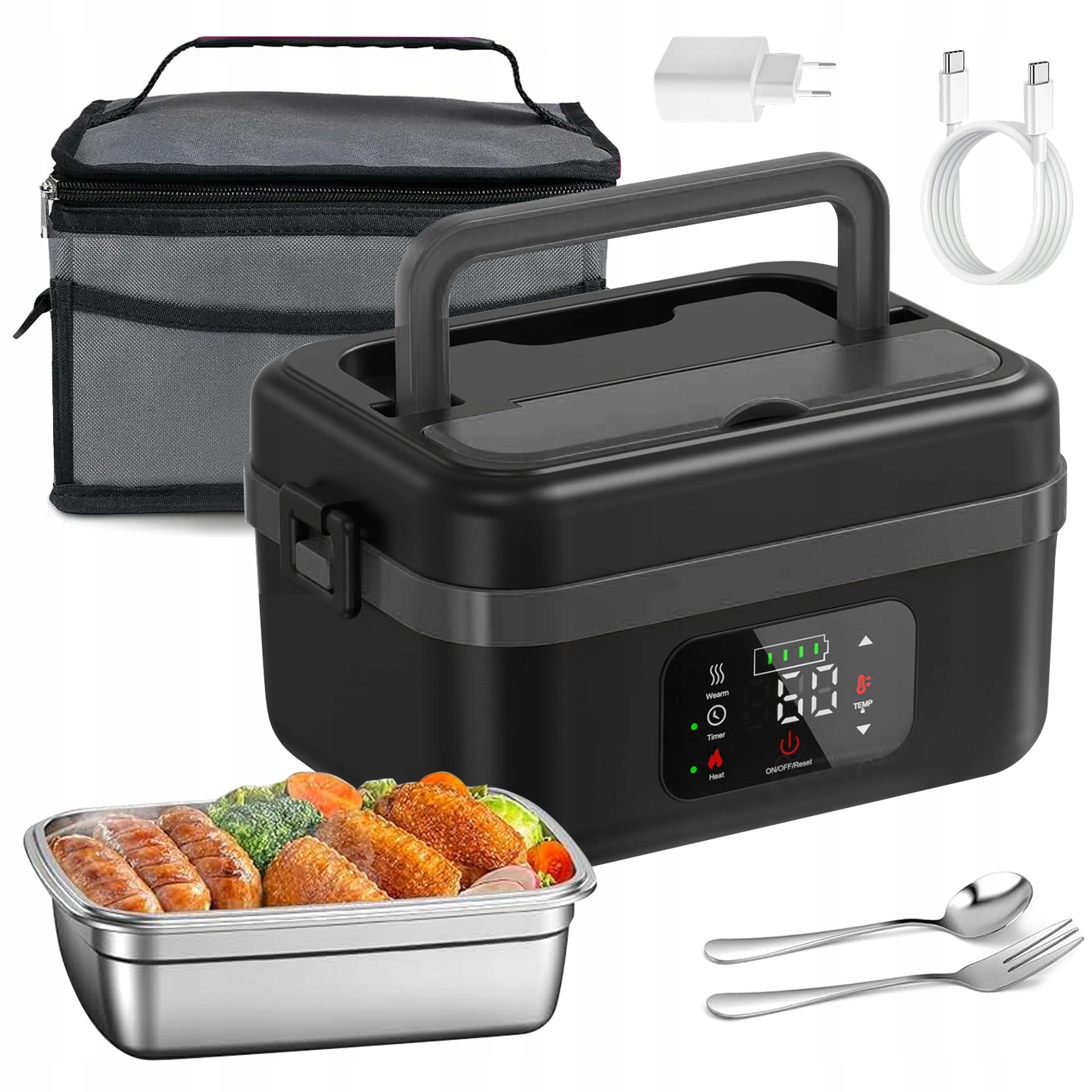 Elektrický Tepelně Vyhřívaný Obědový Box Nerezová Ocel Termotaška