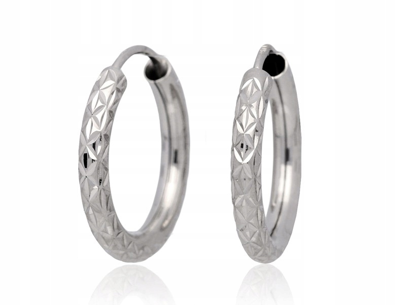 

Złote Kolczyki Koła Rurki DIAMENTOWANE,PR585 12MM