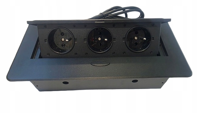 Zásuvka/modul/box, zapuštěný nábytkový port Oval 3 Zásuvky, barva černá Alt