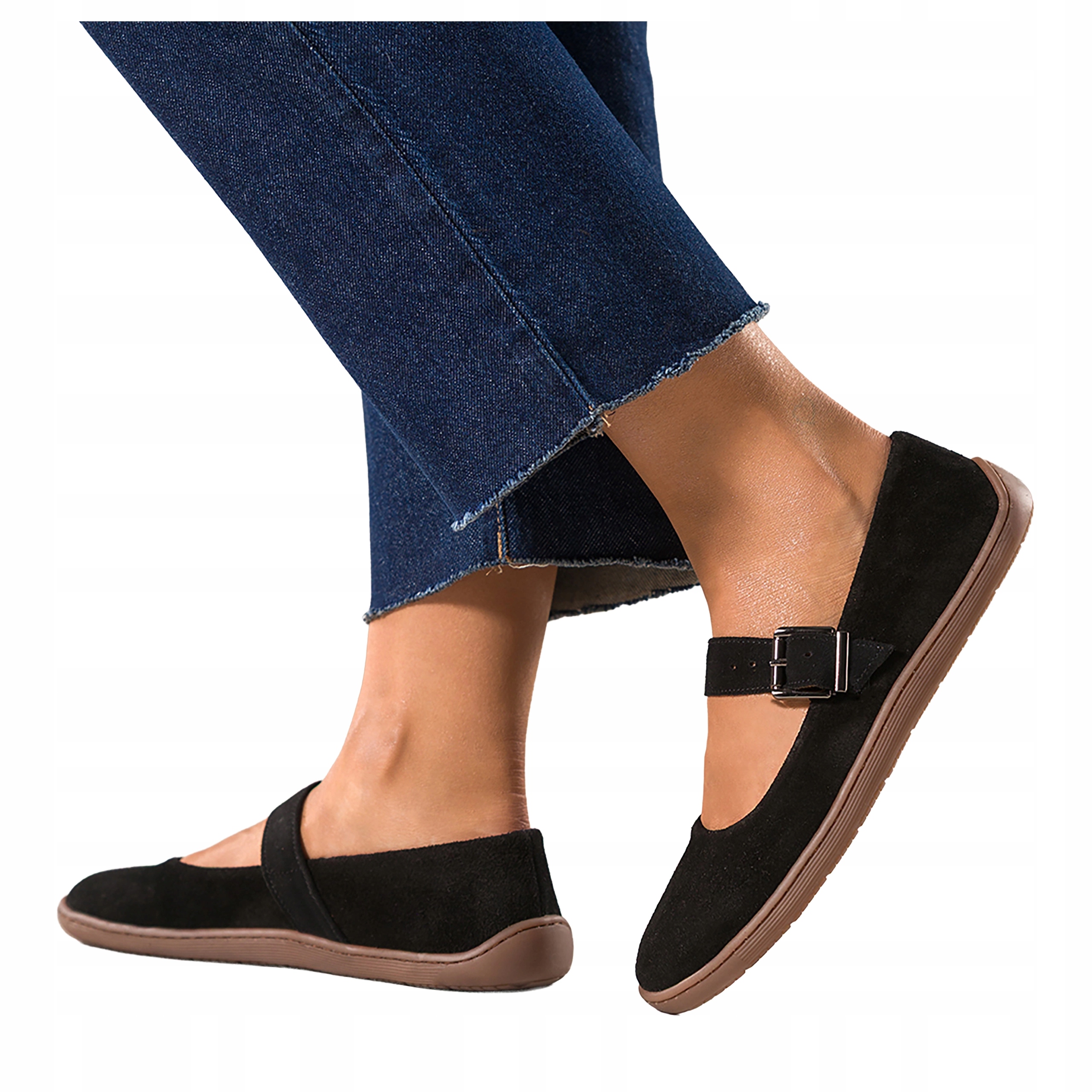 Černé Dámské Baleríny Mary Jane Kožené Ploché Pohodlné Barefoot r 37