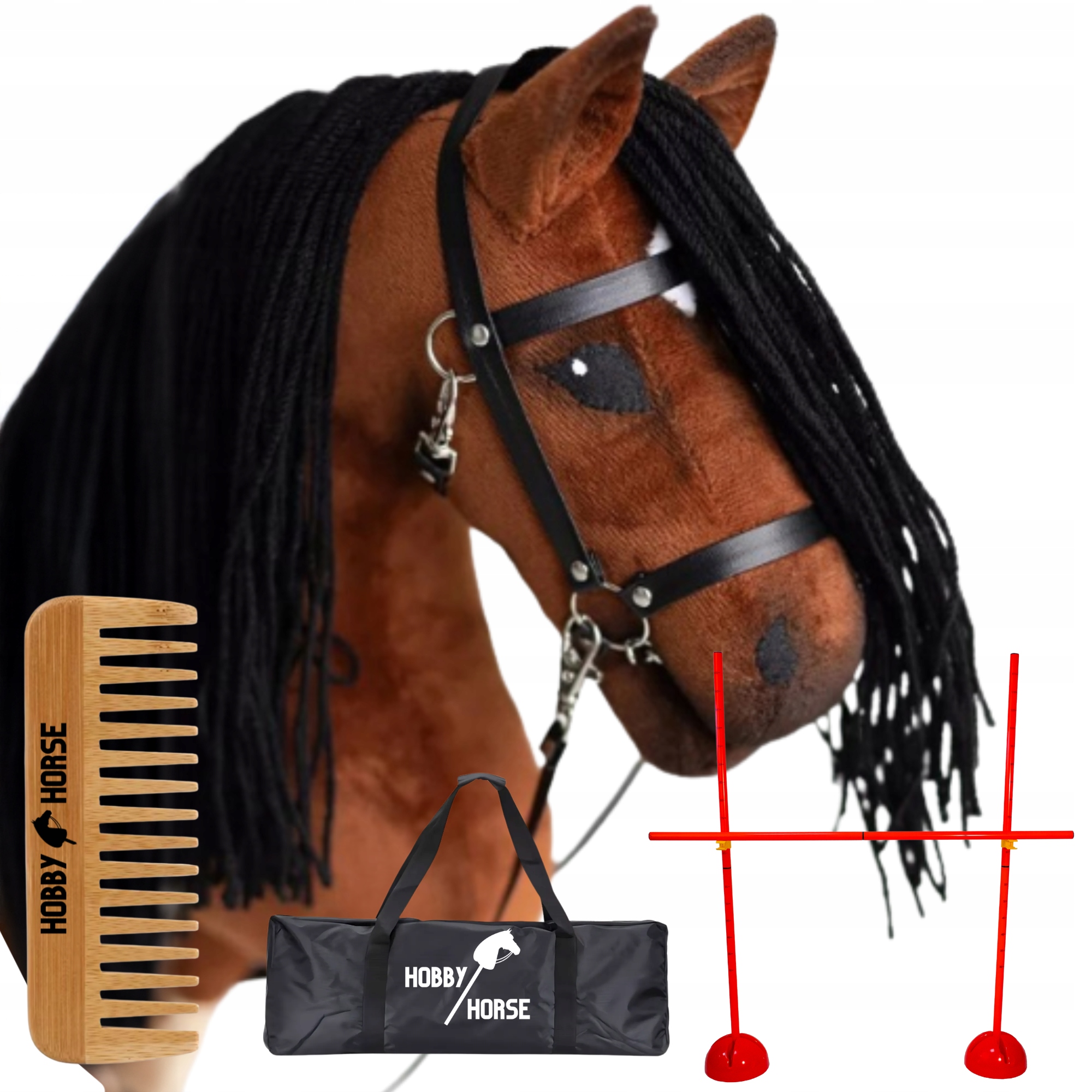 Zestaw Hobby Horse Koń Na Kiju A4 Przeszkoda Do Skakania 120CM Grzebień