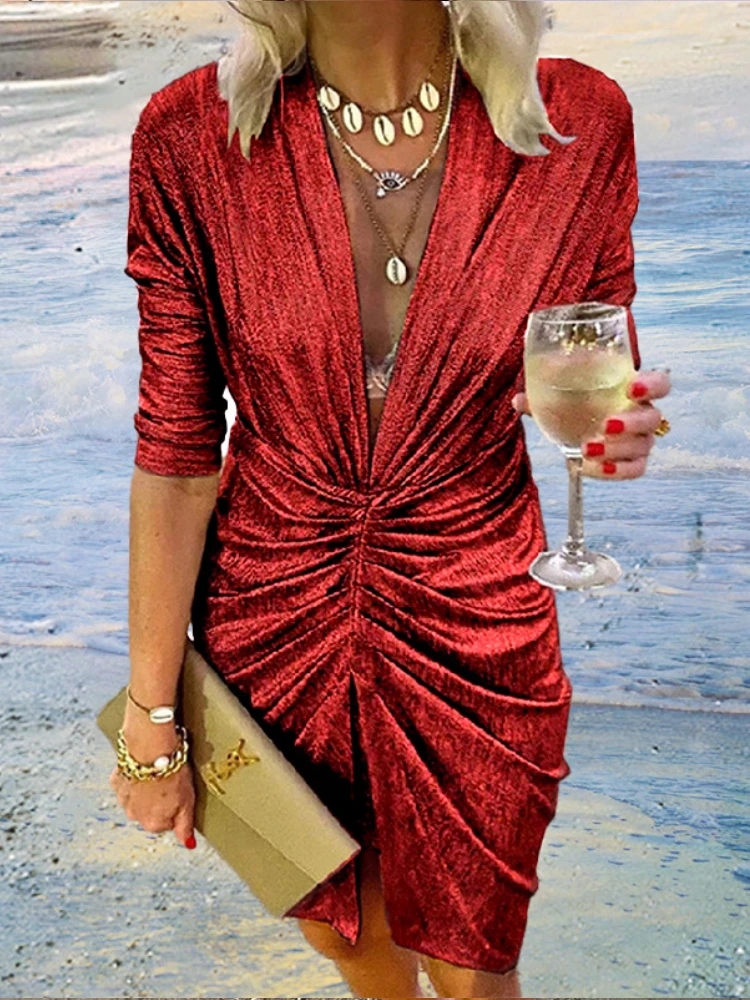 ELEGANCKA SUKIENKA DAMSKA MINI WIECZOROWA BŁYSZCZĄCA WIZYTOWA DO PRACY, XL Marka bez marki