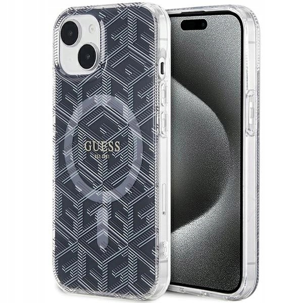 Etui Guess IML GCube MagSafe na iPhone 15 Plus 14 Plus czarne