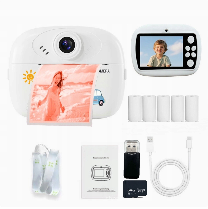 Přenosný instantní fotoaparát pro děti, barevné fotografie 64GB Hra