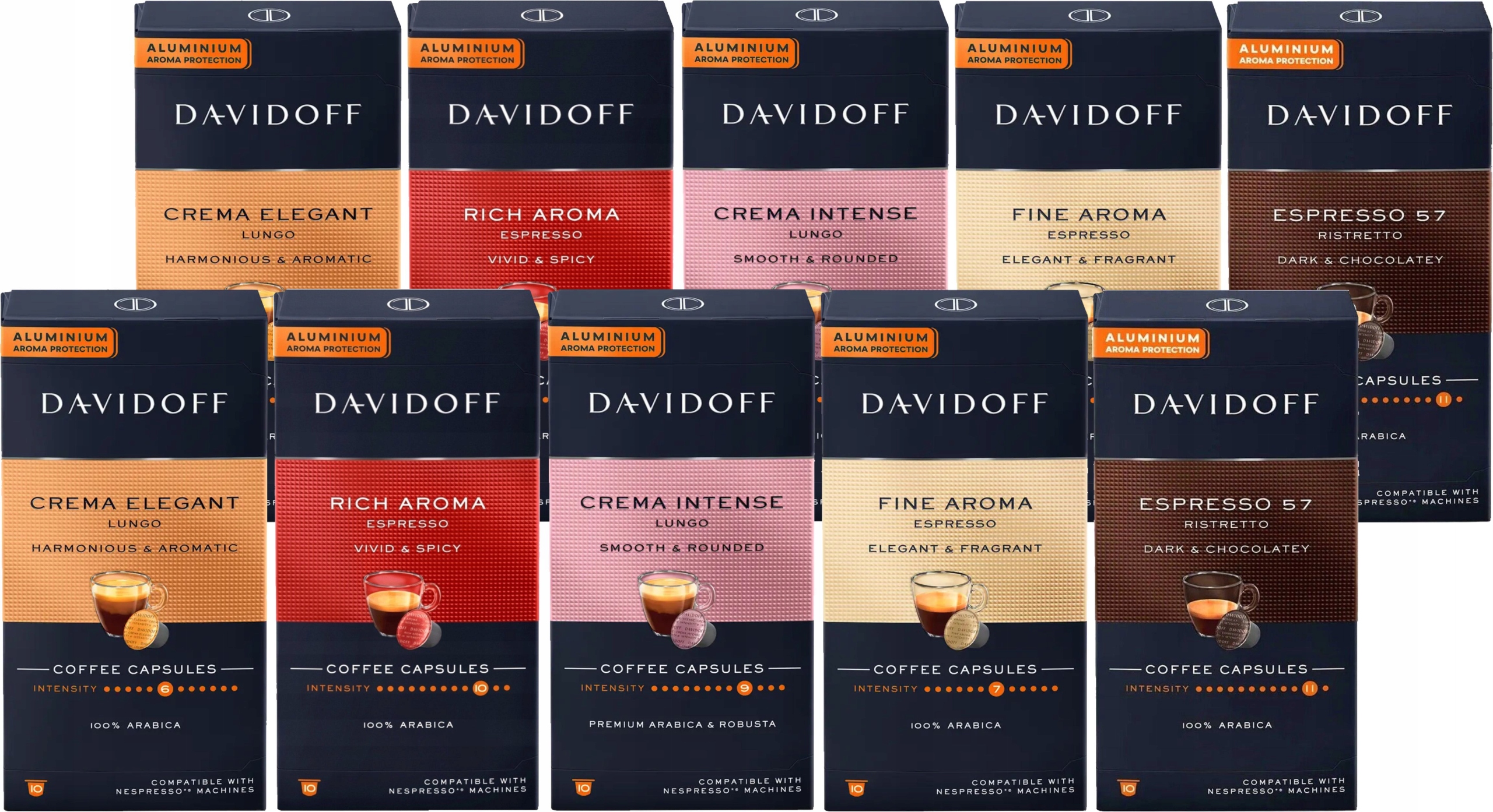 Levně Kapsle Davidoff pro Nespresso Set Espresso Lungo 10 x 10 kusů