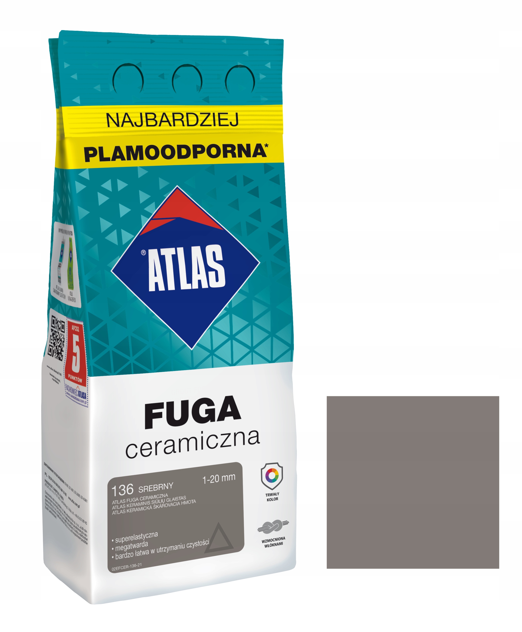 ATLAS FUGA CERAMICZNA 1-20MM 136 SREBRNY 2KG