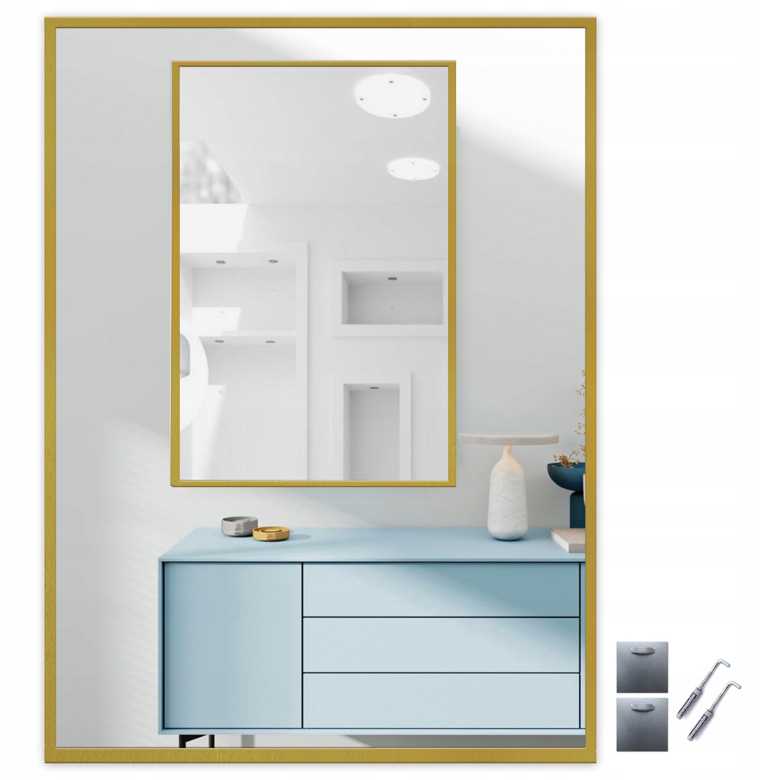 Lustro W Złotej Ramie Aluminiowej Łazienkowe Bez Podświetlenia 100x120 cm