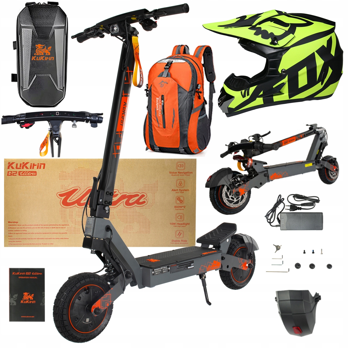 Kukirin G2 Ultra elektrické vozidlo 2000W 55km/h 55KM 48V18Ah 10" dárky