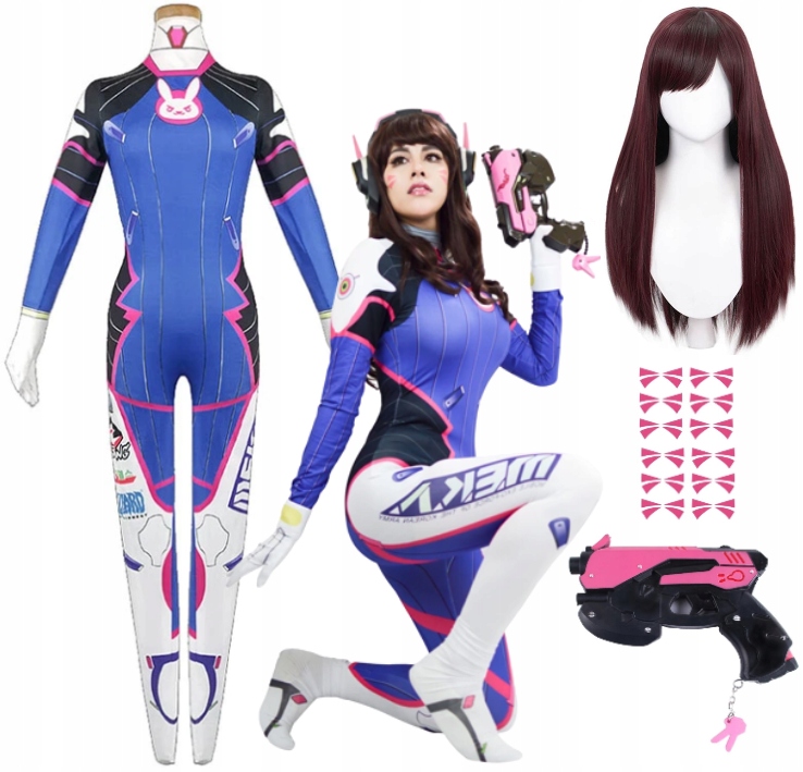 Kostým D.va Overwatch Pistole Tetování Anime Cosplay 152/158 Xs