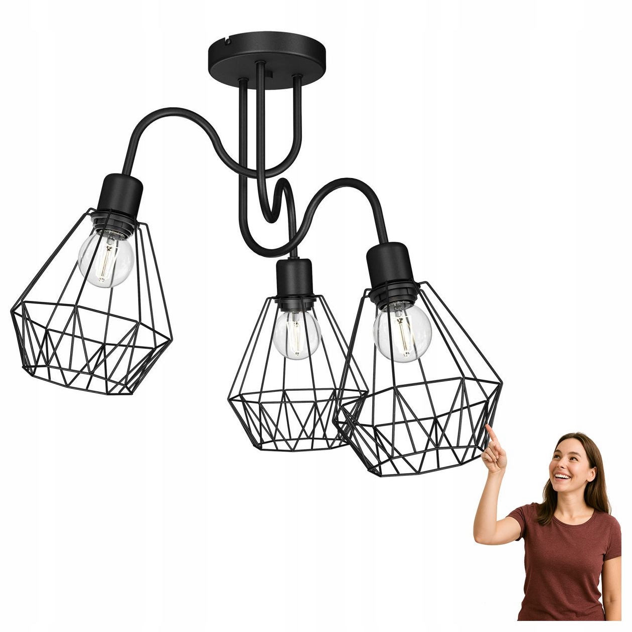 Stropná lampa s drôtenými tienidlami Bergen 309 Luminex