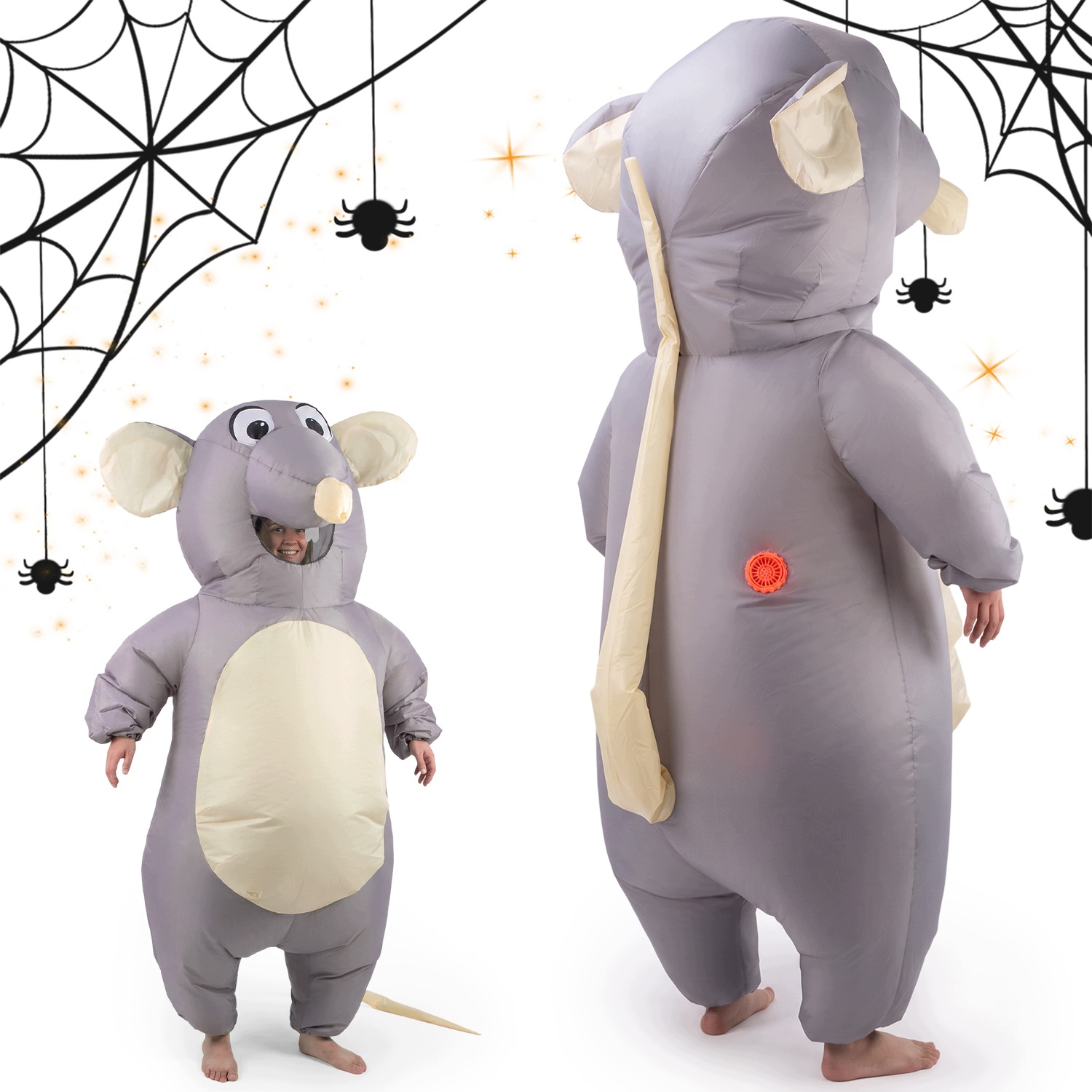 Kostium Myszy Z Wentylatorem Nadmuchiwany Szary Na Halloween I Cosplay
