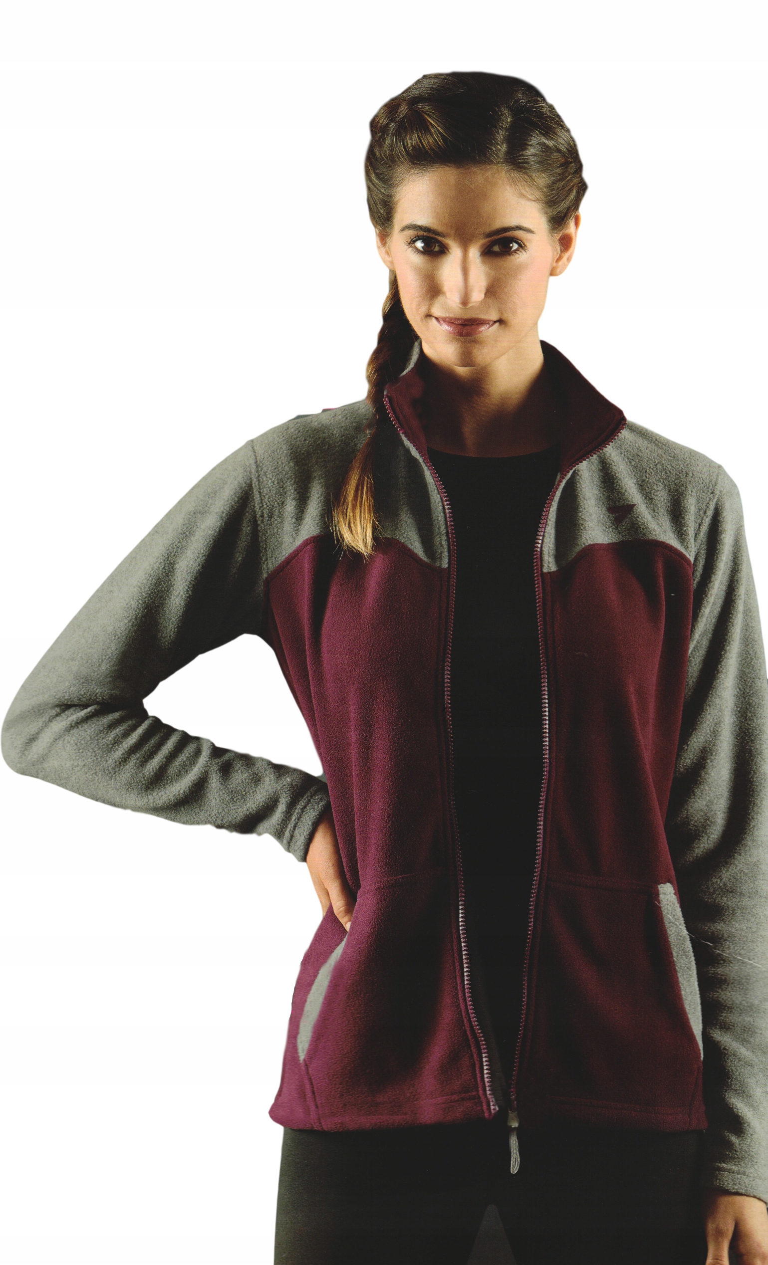 

Damska Bluza Polarowa bordo / szary *XL