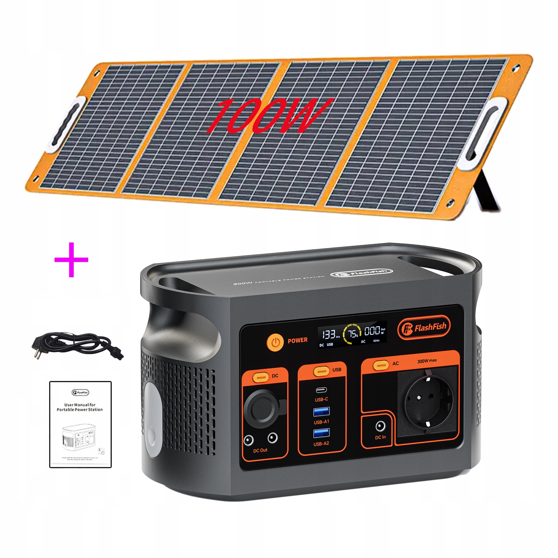 Kempingové napájení E103 179 Wh panel 100 W 18 V pro zahradu a pozemek
