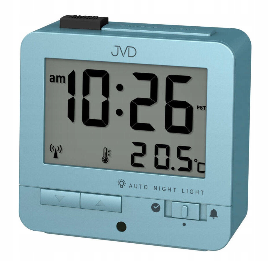 Čtvercový Budíkový Hodinový Budík Jvd RB9401.4. Podsvícení Teploměr Senzor