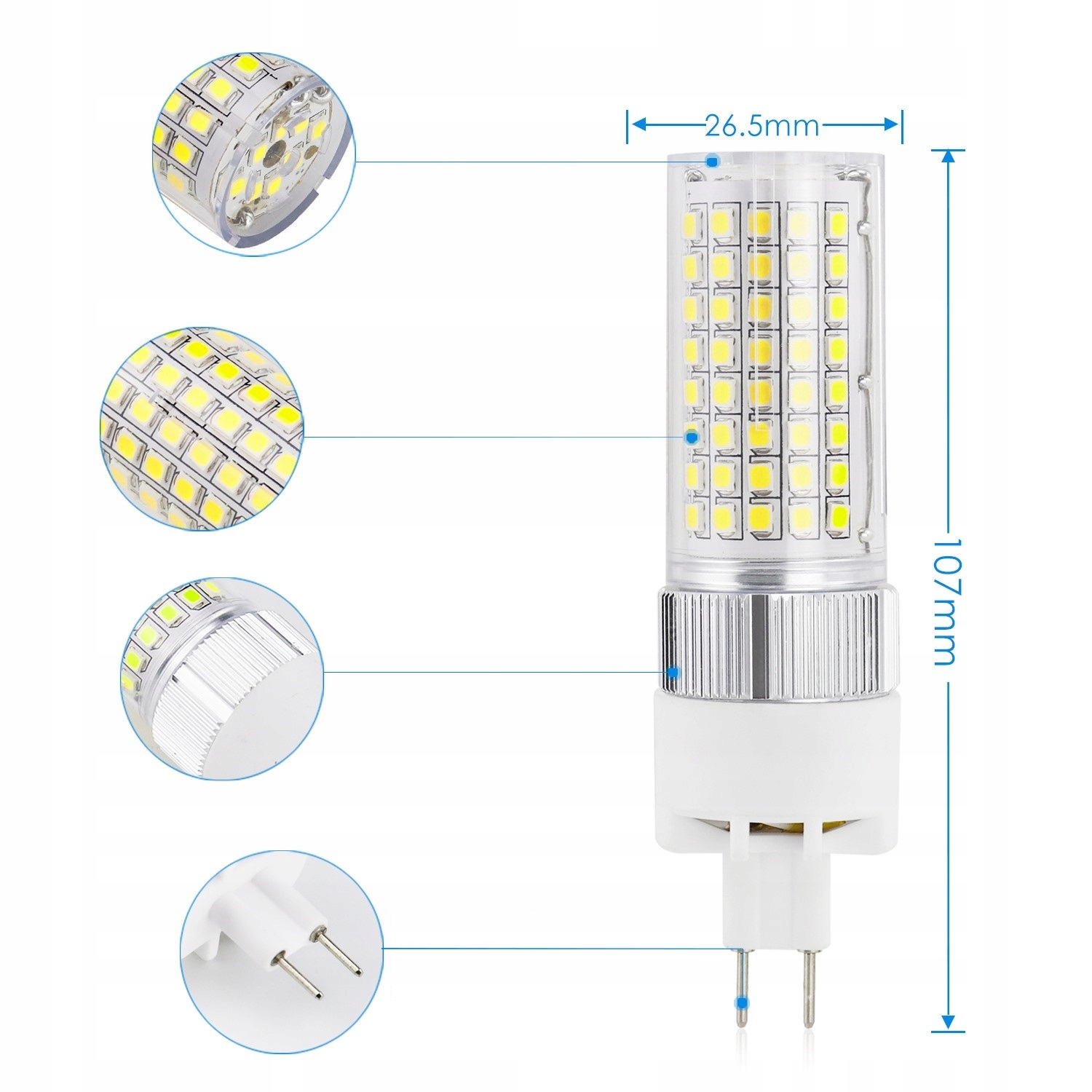 Żarówka LED G8.5 12W=96W Neutralna Biel 2szt Kod producenta 11E41000005P02