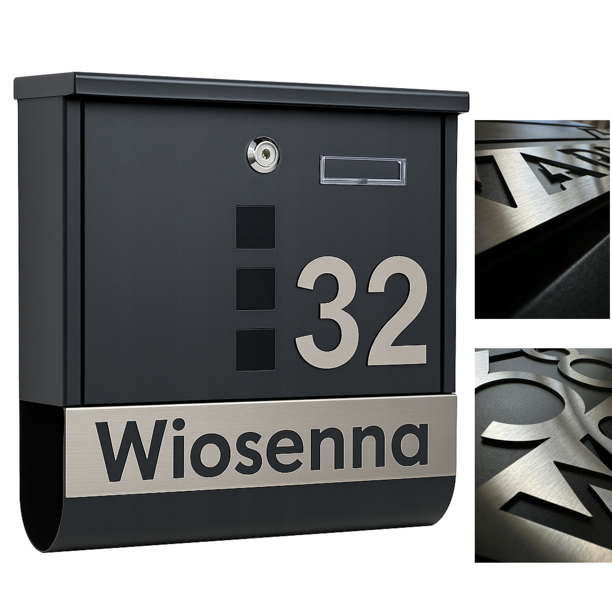 Velká Poštovní Schránka S Adresou (tabulka Ocel Nierdz) Laser, černá