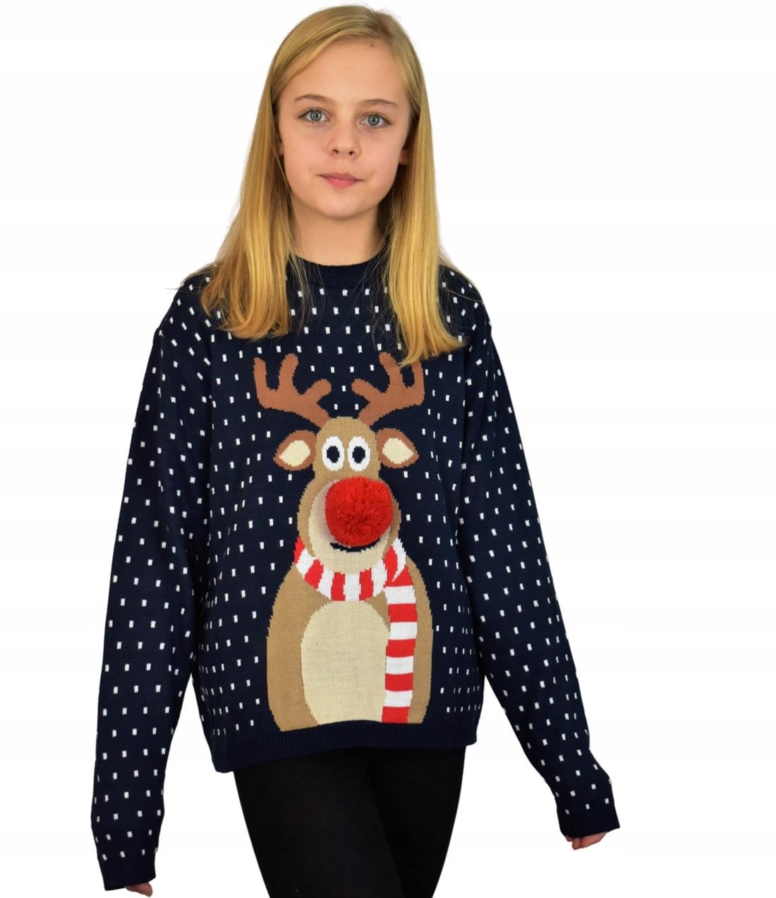 ŚWIĄTECZNE SWETRY DLA DZIECI Z RENIFEREM NOS 7/8 Rodzaj wkładany przez głowę