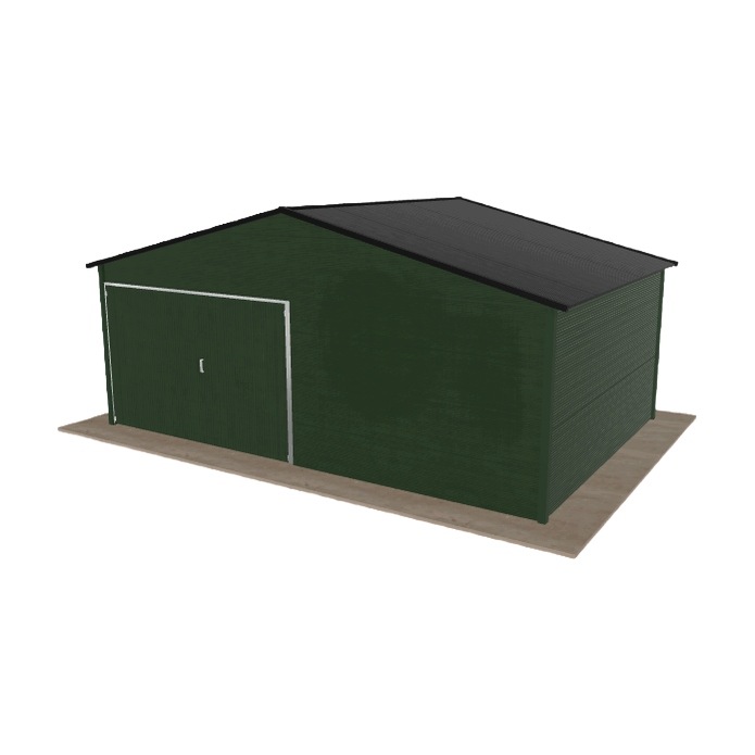 Plechová garáž 6x4 m jednopolohová, dvouspádová, zelená