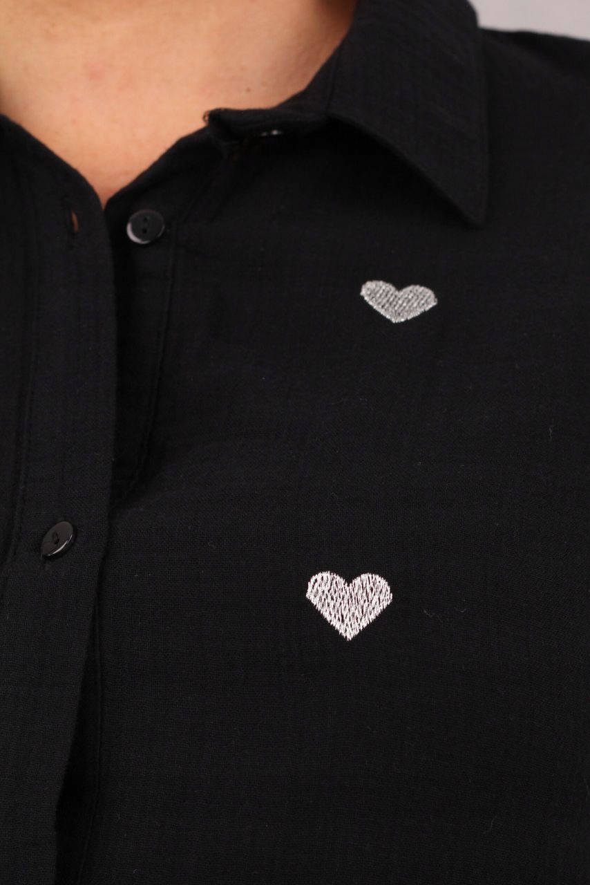 KOSZULA BAWEŁNIANA LUŹNA DUŻE ROZMIARY DŁUGA OVERSIZE W SERCA NA LATO Marka FEMIMODA