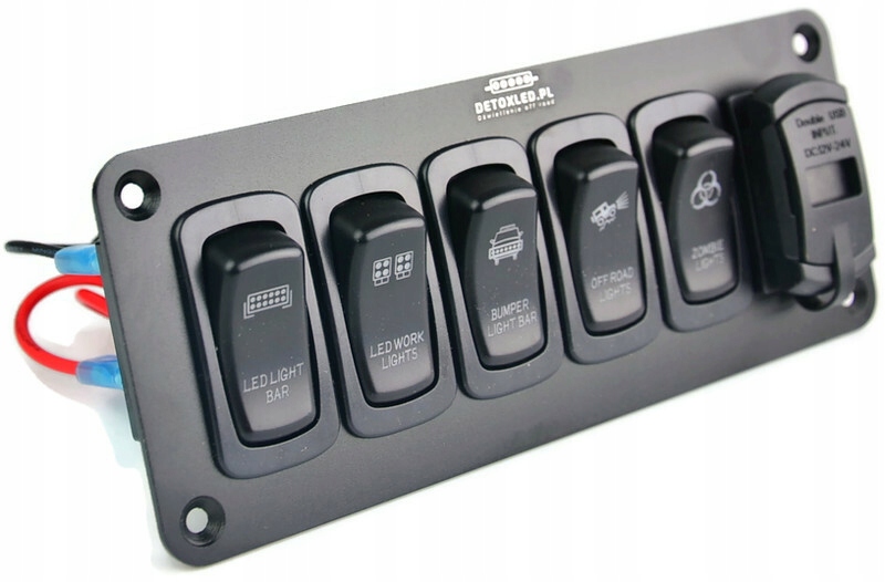 Panel carling 12-24V 5 przełączników ładowarka USB