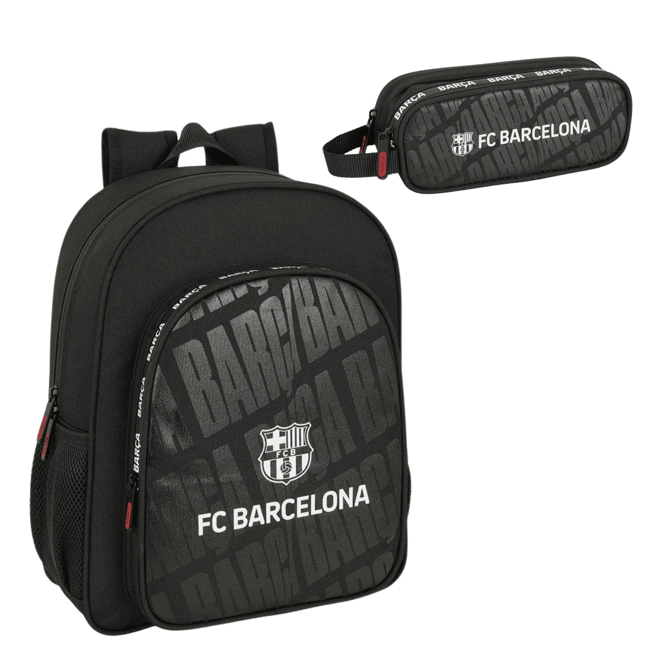 Batoh a penály dvojitý školní set pro chlapce černý Fc Barcelona