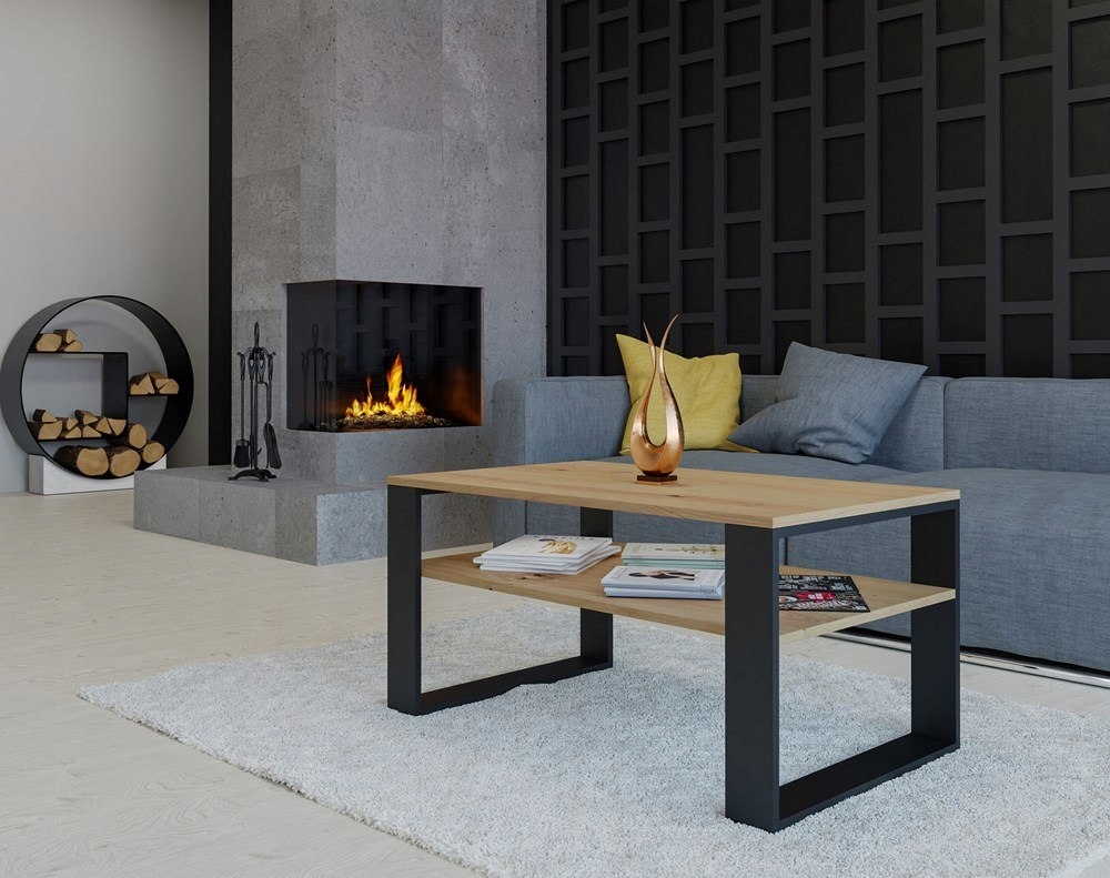 STOLIK KAWOWY ŁAWA MARIKA 1PÓŁKA DĄB ARTISAN-CZERŃ Grubość blatu 1.6 cm