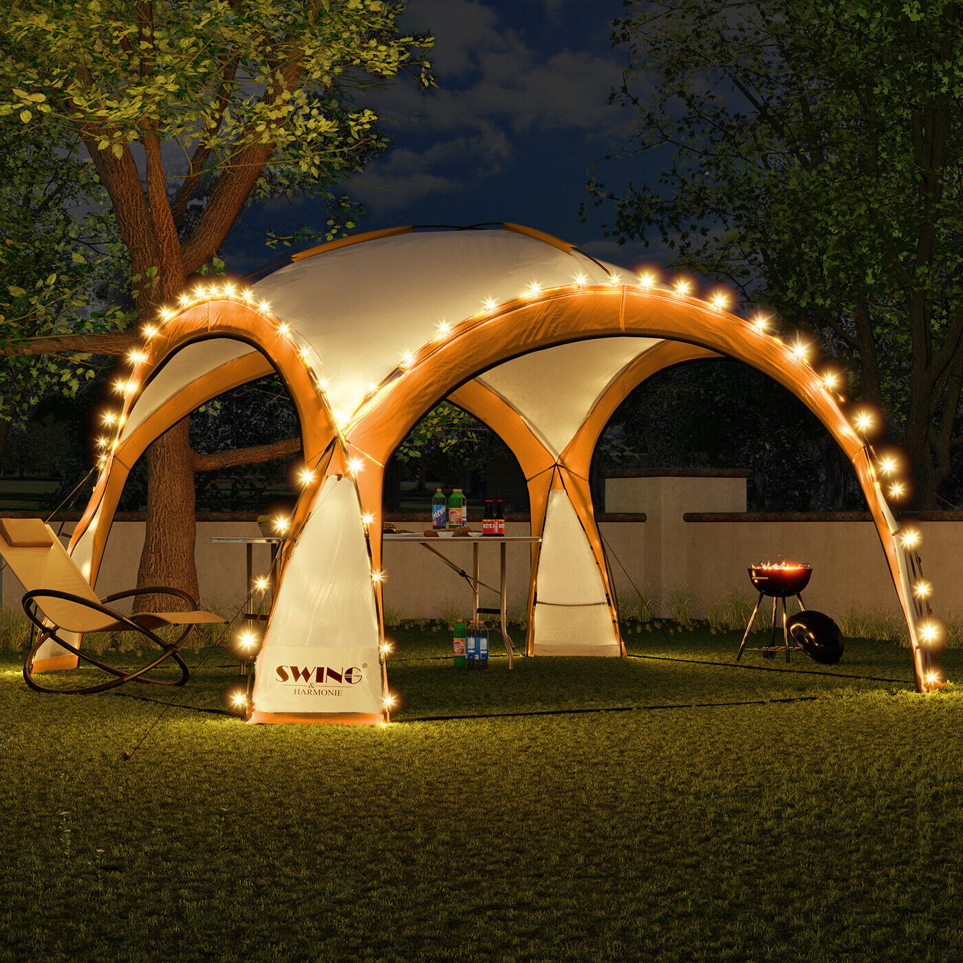 Pawilon Ogrodowy Led Swing & Harmonie "DomeShelter" 350 cm Pomarańczowy