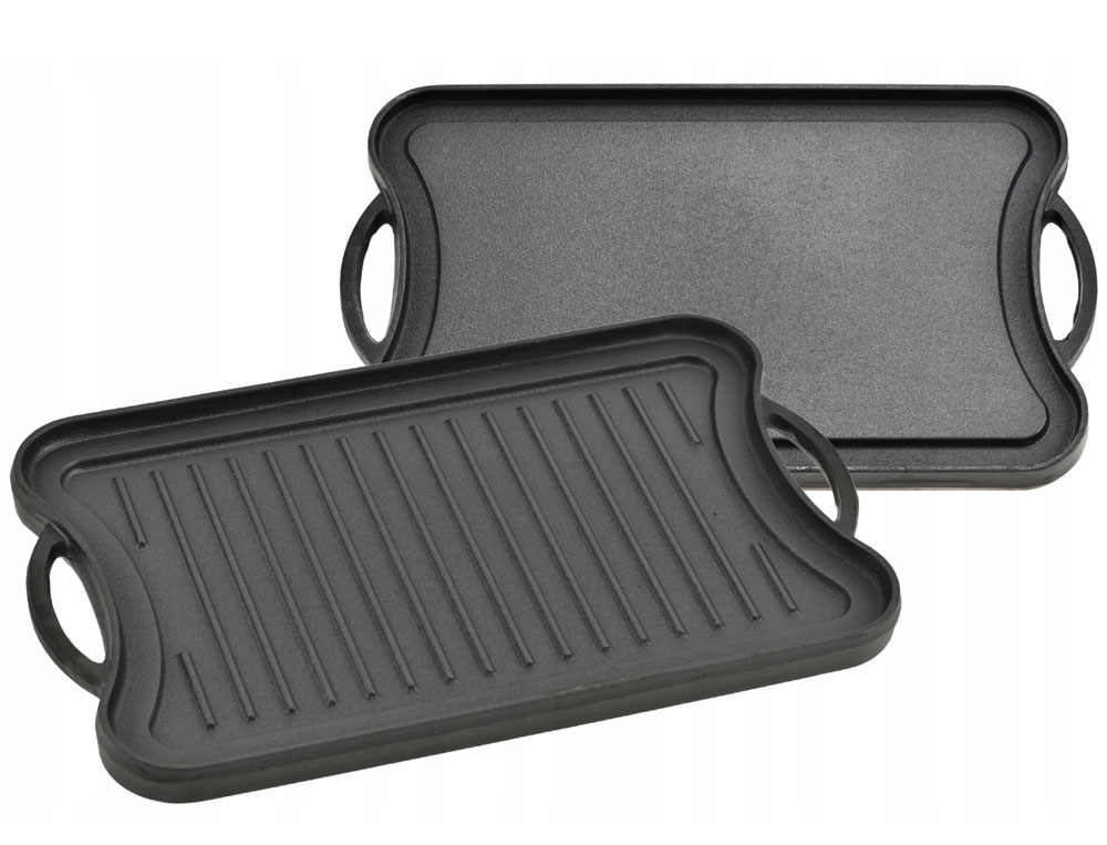 Płyta ŻELIWNA Dwustronna RUSZT na grill ognisko Patelnia Grillowa 42x26 cm